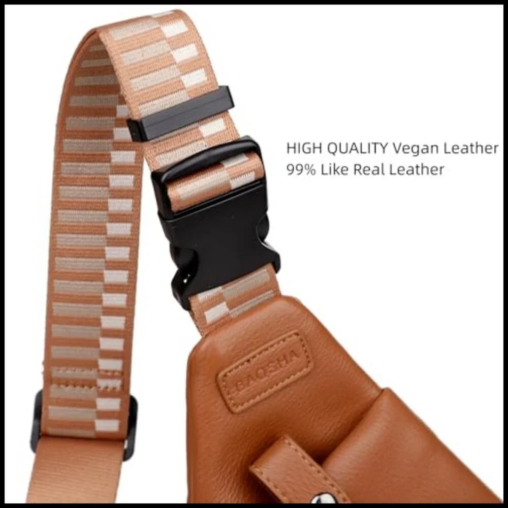 Vegan Leather Crossbody Sling Bag Anti-Theft Travel Purse Minimal Chic